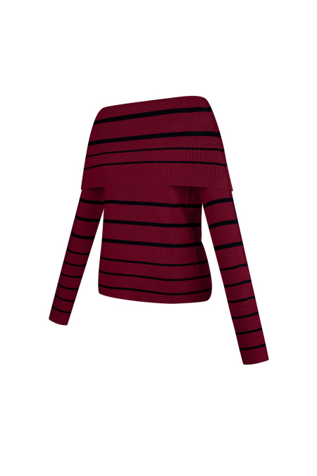 Pull en Viscose Femme Décolleté Épaules Dénudées Motif Rayé
