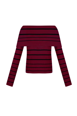 Pull En Viscose Femme Décolleté Épaules Dénudées Motif Rayé h5 Image3