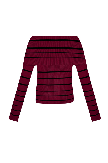 Pull en Viscose Femme Décolleté Épaules Dénudées Motif Rayé 2