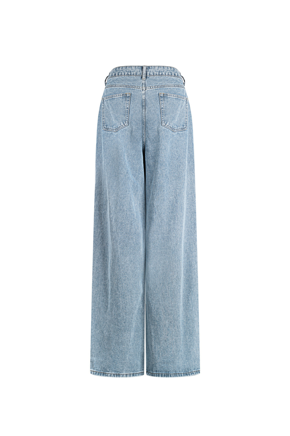Coton Tissé Pantalon Large Femme Jeans Décontracté Couleur Unie Image3