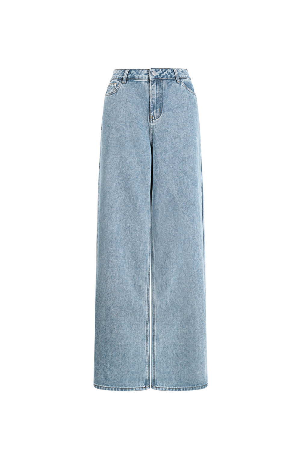 Coton Tissé Pantalon Large Femme Jeans Décontracté Couleur Unie 