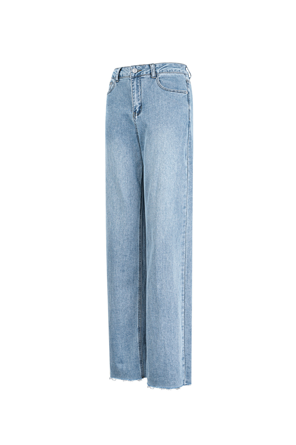 Cotton Woven Femme Pantalon Droit Casual Solid Color Image4
