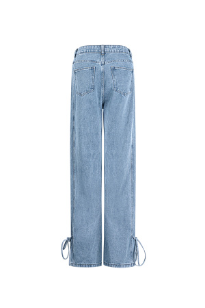 Coton Tissé Pantalon Droit Femme Style Décontracté Détail Nœud h5 Image12