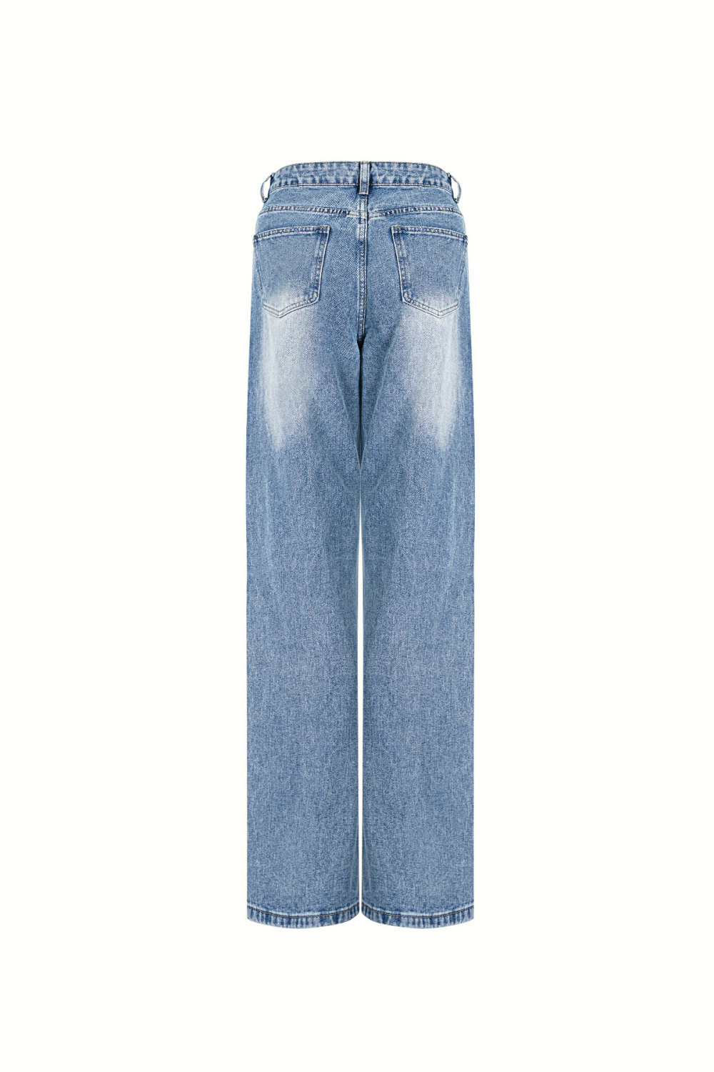 Cotton Woven Femme Pantalon Droit Jeans Ripped Image7