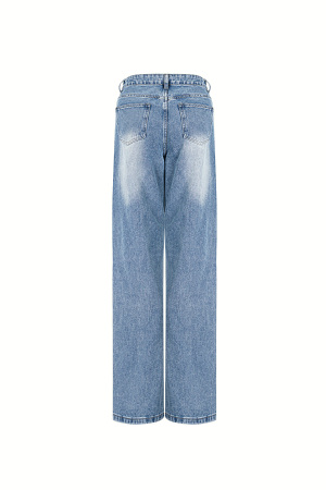 Cotton Woven Femme Pantalon Droit Jeans Ripped h5 Image7