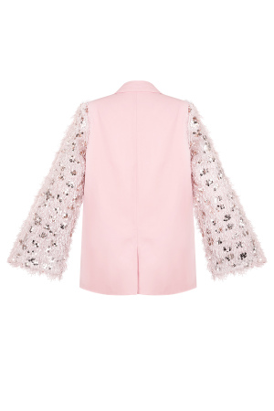 Blazer Femme À Manches Pailletées Et Plumes Rose h5 Image11