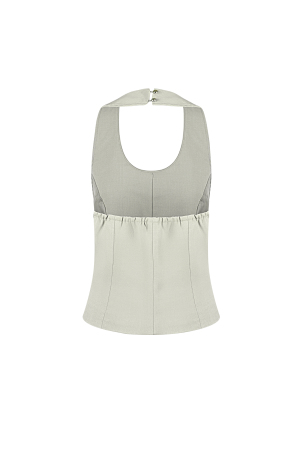 Tissu Polyester Fibre Haut Sans Manches Femme Style Décontracté Détail Nœud h5 Image9