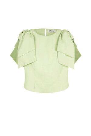 Top Manches Courtes Femme En Polyester Design À Volants Aux Épaules h5