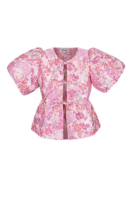Tissu en Fibre de Polyester Femme Haut à Manches Courtes Élégant Imprimé Floral 2