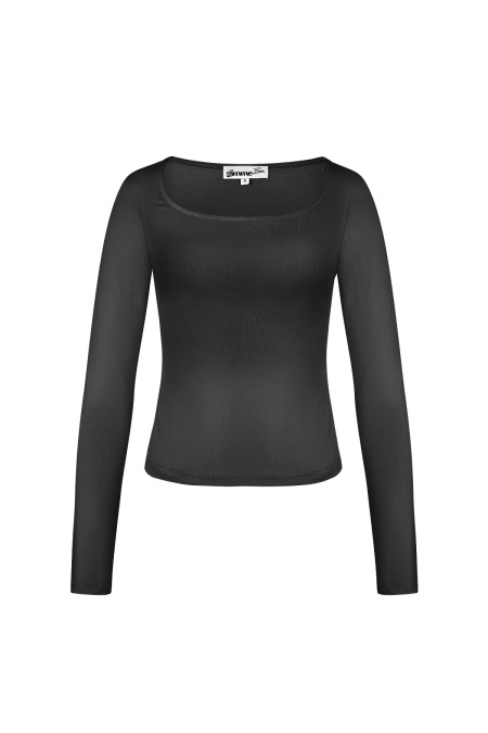 Pull en Polyester pour Femme Manches Longues Crop Top Col Carré Coupe Bodycon 2