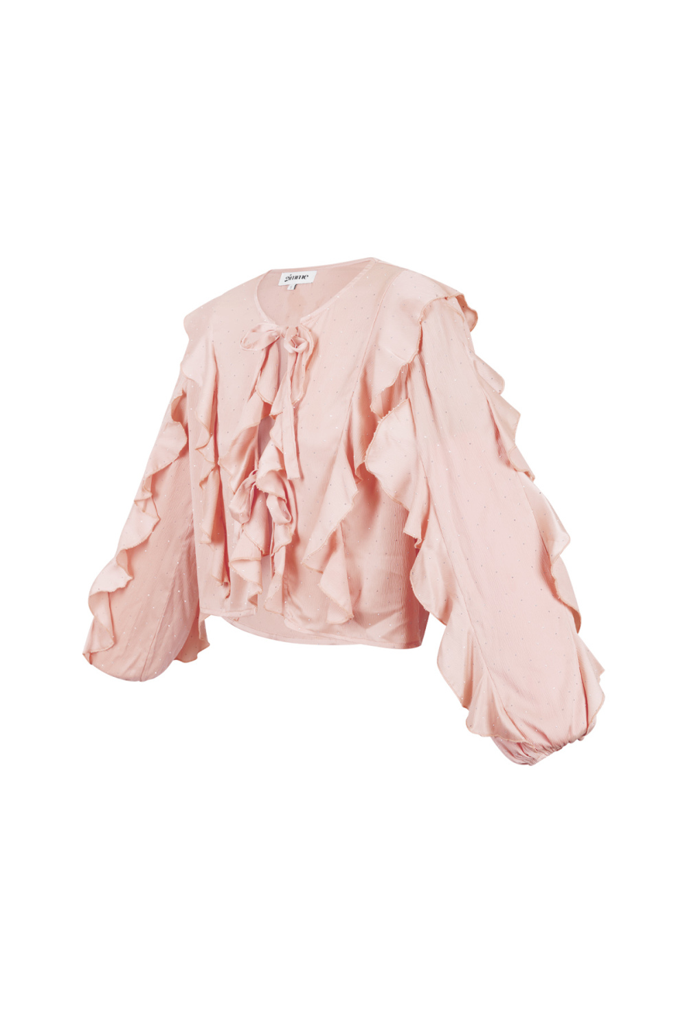 Polyester Haut Femme Manches Longues Volants Devant Nœud Image2