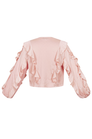 Polyester Haut Femme Manches Longues Volants Devant Nœud h5 Image3