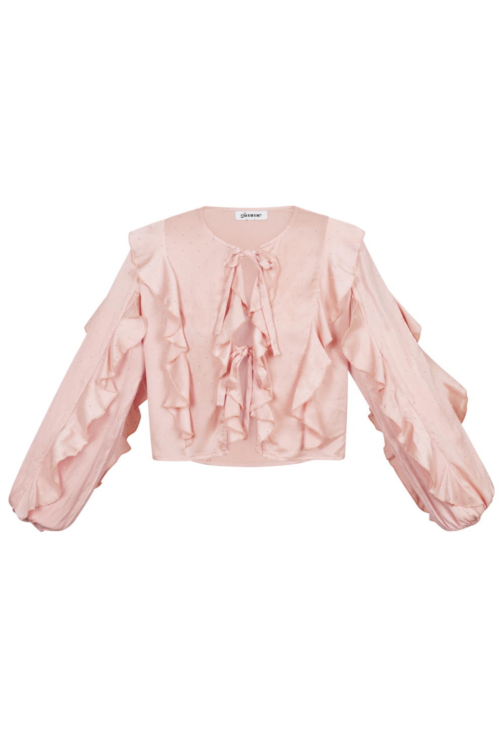 Polyester Haut Femme Manches Longues Volants Devant Nœud
