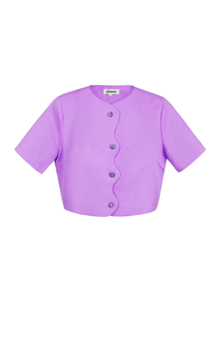 Top Manches Courtes Femme en Polyester Coupe Courte Fermeture à Boutons 2