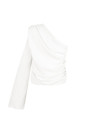 Polyester Femme Haut À Manches Longues Épaule Unique Design Asymétrique h5 Image2