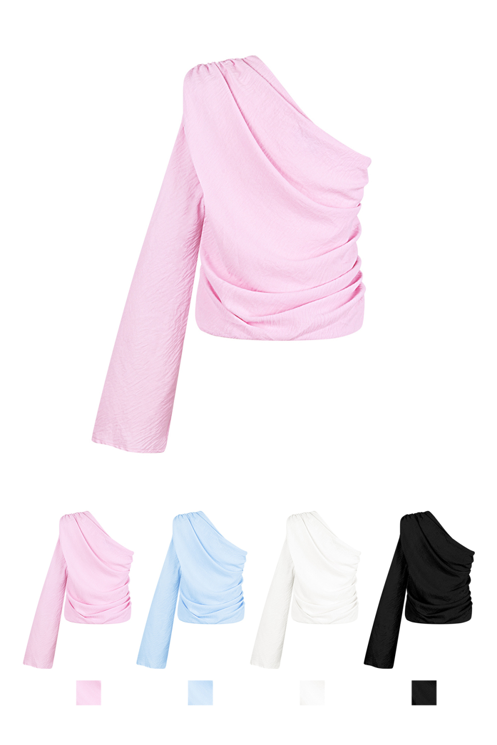 Polyester Femme Haut À Manches Longues Épaule Unique Design Asymétrique Image3