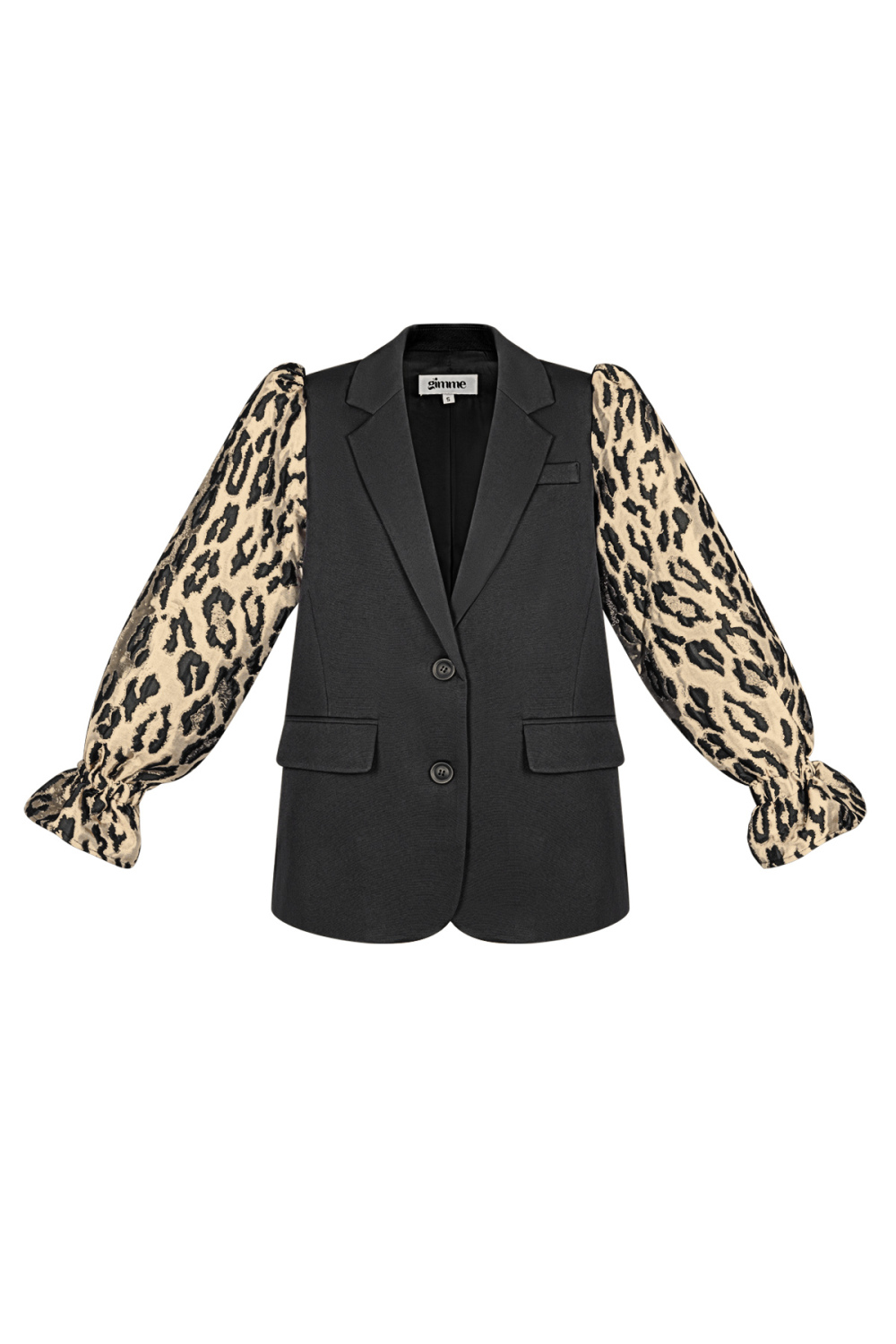 Ensemble De Costume Femme En Polyester Blazer À Manches Ballon Imprimé Léopard 