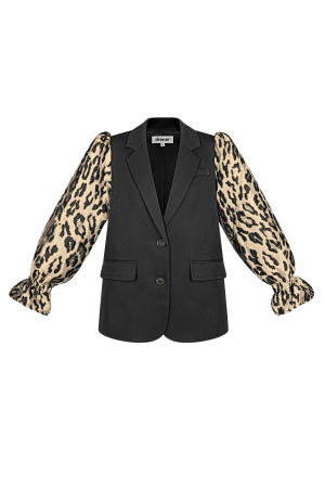 Ensemble De Costume Femme En Polyester Blazer À Manches Ballon Imprimé Léopard h5 