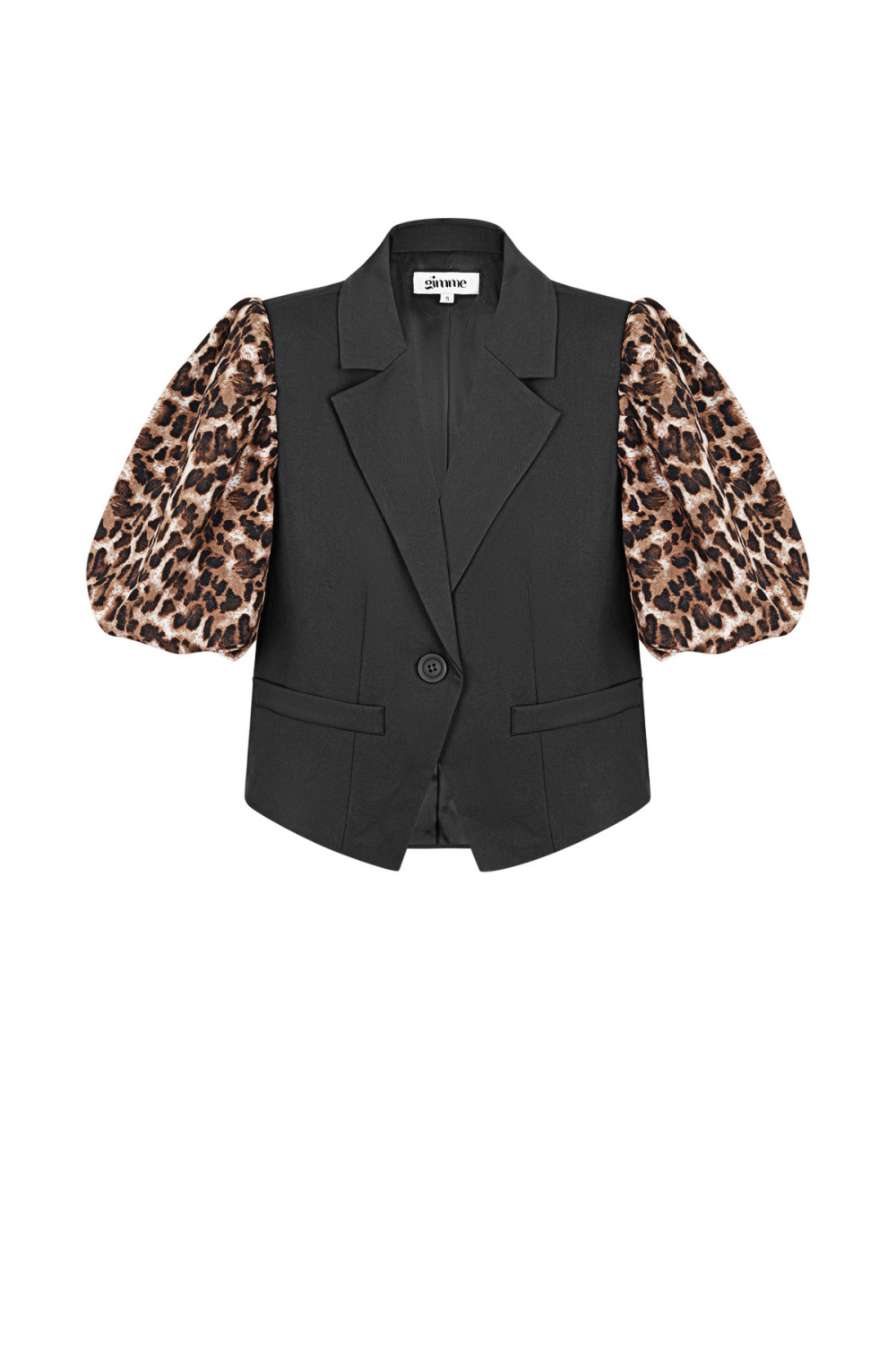 Polyester Ensemble Costume Femme Style Blazer Imprimé Léopard Manches Ballon 