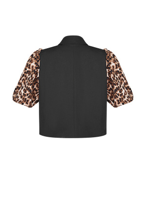 Polyester Ensemble Costume Femme Style Blazer Imprimé Léopard Manches Ballon h5 Image6
