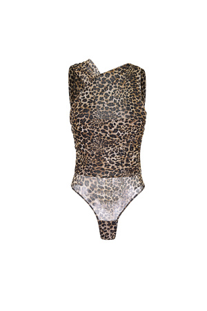 Body Femme En Polyester Tricoté Imprimé Léopard Sportif h5 