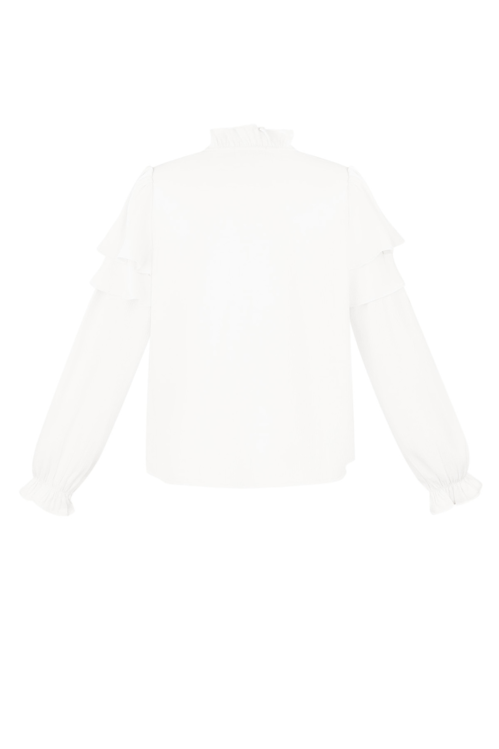 Blouse Manches Longues Femme Polyester Volants Col V Image7