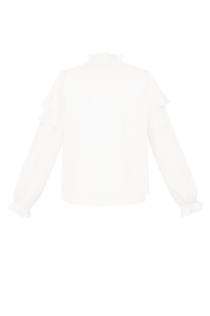 Blouse Manches Longues Femme Polyester Volants Col V h5 Image7