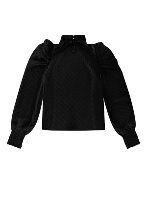 Polyester Femme Haut Manches Longues Puff Sleeve Col Montant h5 Image3