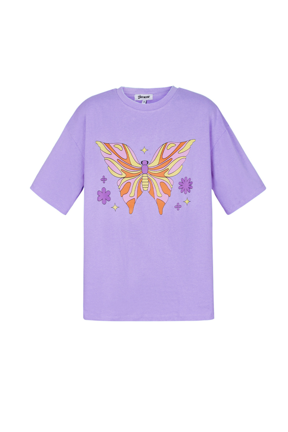 Coton T-Shirt Femme Oversized Imprimé Papillon