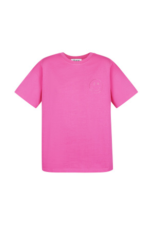 Coton T-Shirt Femme Oversized Fuchsia Broderie Sourire h5