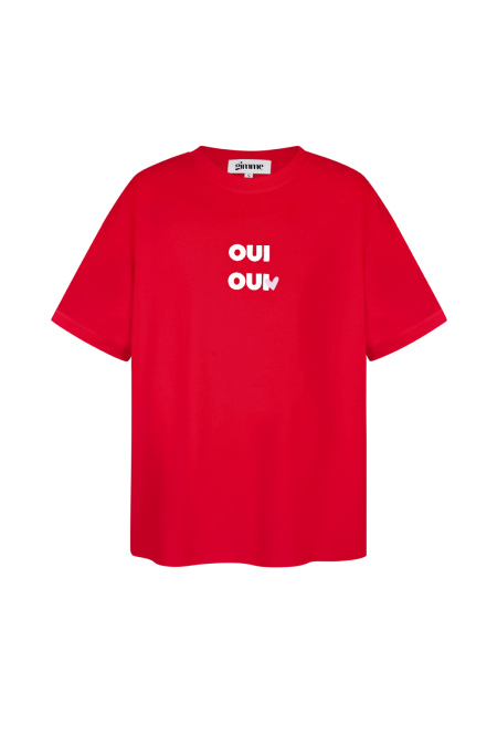 Coton T-shirt Femme Oversized Imprimé OUI 2