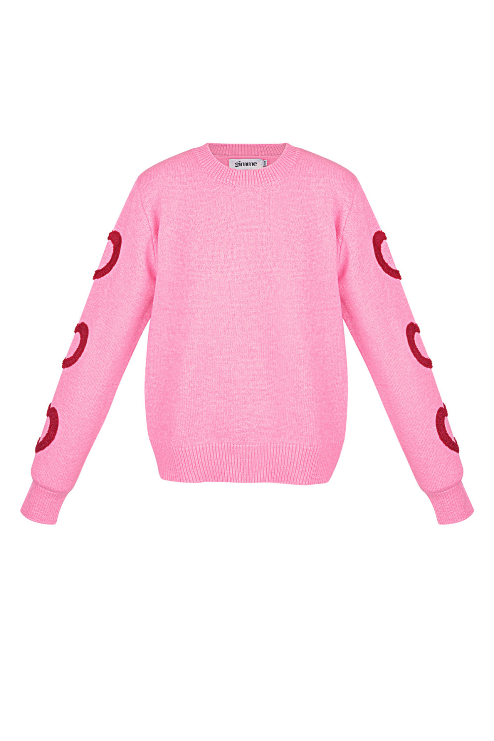Pull En Laine Mélange Femme Col Rond Motif Cœur Design 
