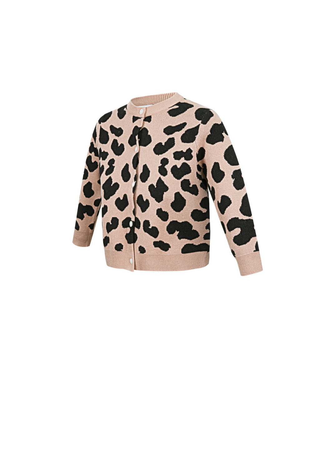Cardigan Tricot Viscose Femme Imprimé Léopard Motif Élégant Image2