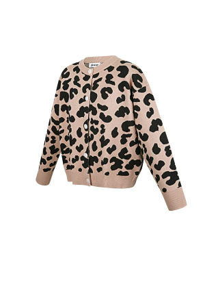 Cardigan En Maille À Motif Léopard Avec Bordures Contrastantes h5 Image9