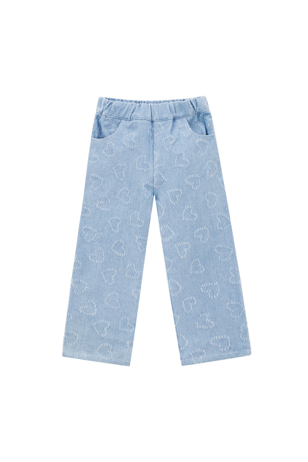 Coton Denim Femme Pantalon Droit Casual Bleu Clair 