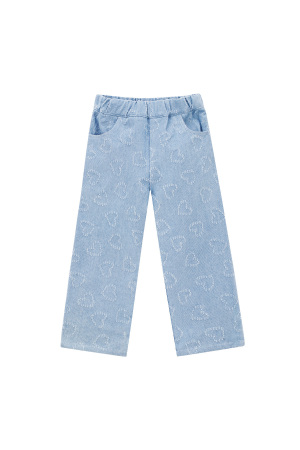Coton Denim Femme Pantalon Droit Casual Bleu Clair h5 