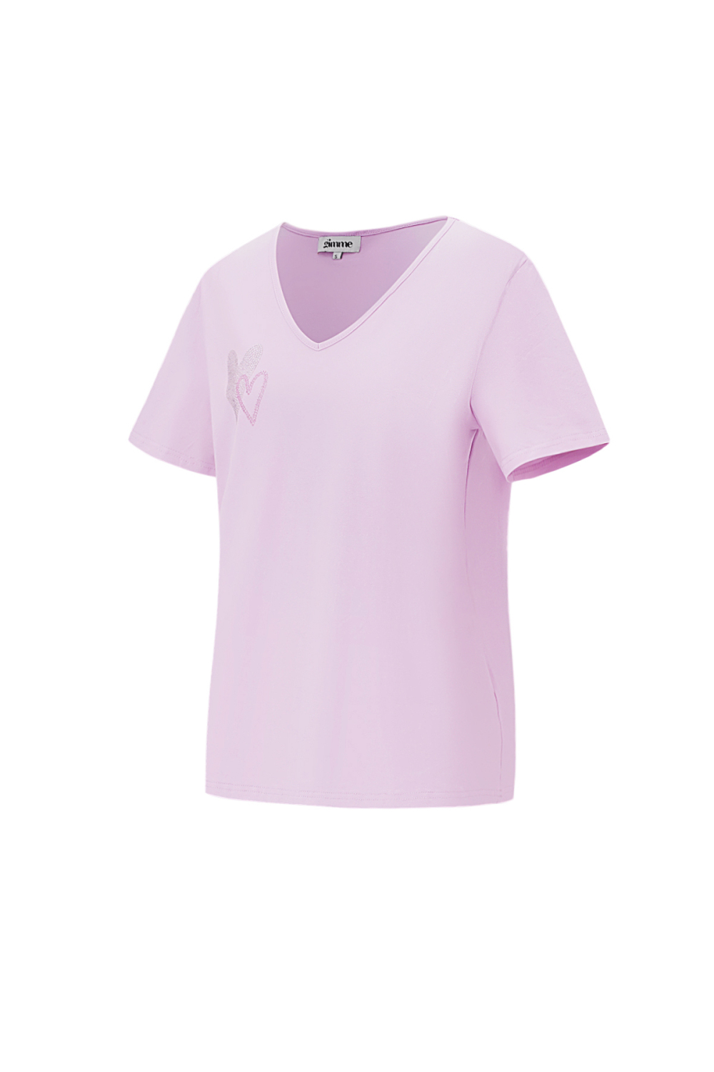 Coton T-Shirt Femme Col V Motif Cœur Brodé h5Image5