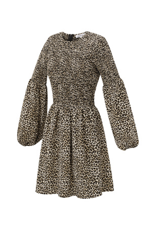 Robe Mini Femme En Polyester Imprimé Léopard Manches Ballon h5 Image6