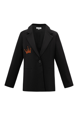 Blazer De Costume Femme En Polyester Broderie Couronne h5