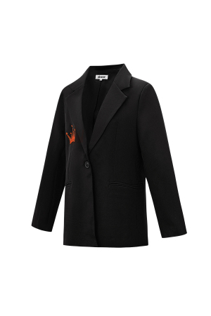 Blazer De Costume Femme En Polyester Broderie Couronne h5 Image2