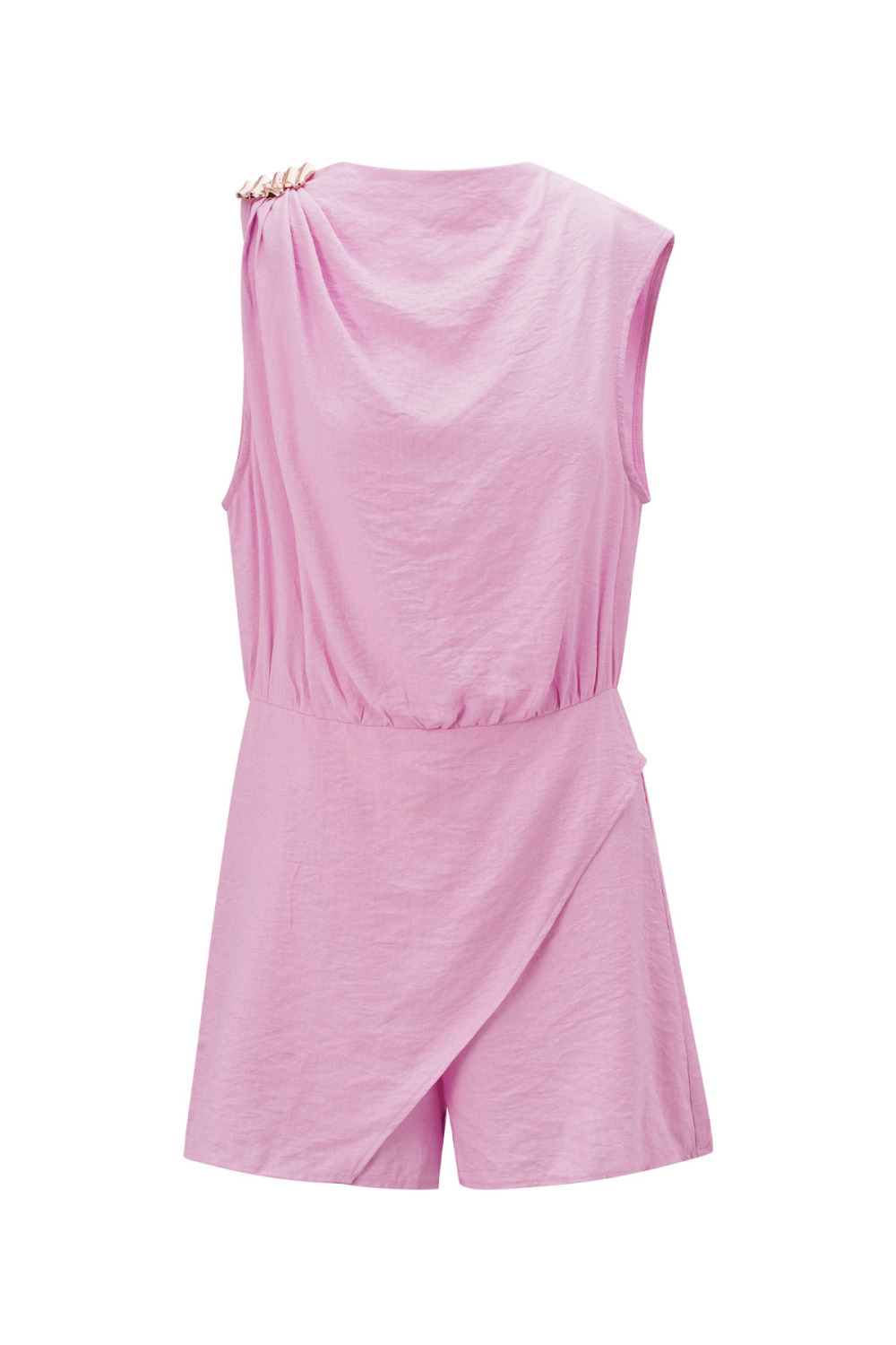 Robe Mini Femme En Viscose Design Asymétrique Drapé