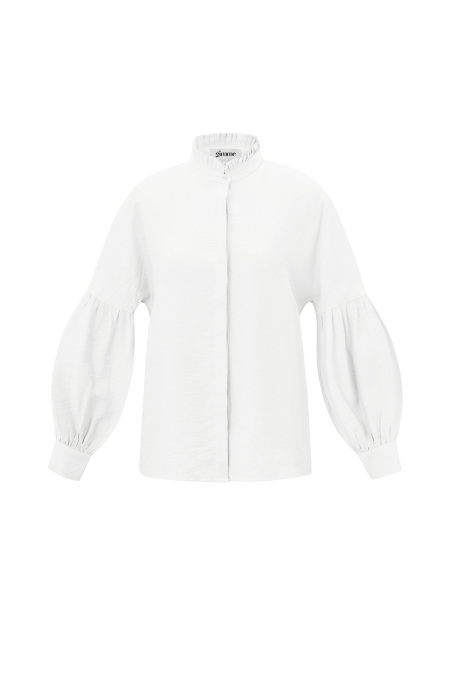 Blouse Femme en Viscose Manches Ballon Col Montant 2