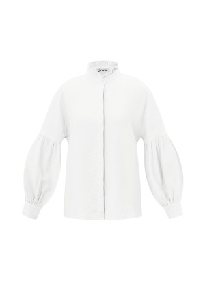 Blouse Femme En Viscose Manches Ballon Col Montant h5