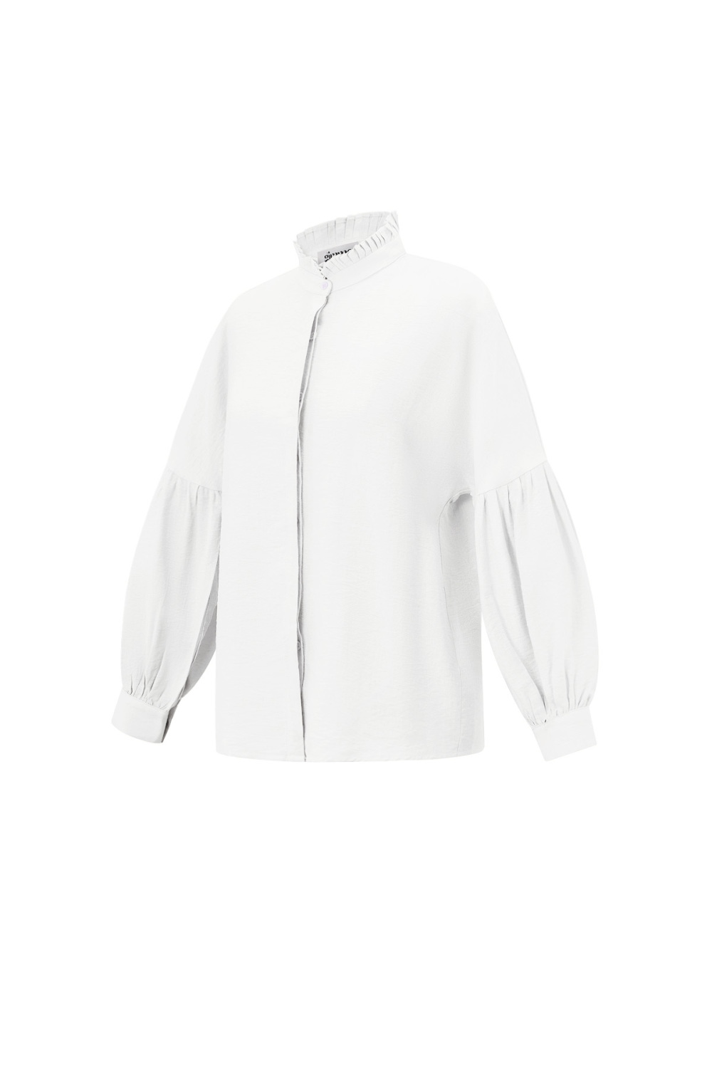 Blouse Femme En Viscose Manches Ballon Col Montant Image5