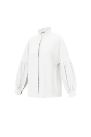 Blouse Femme En Viscose Manches Ballon Col Montant h5 Image5