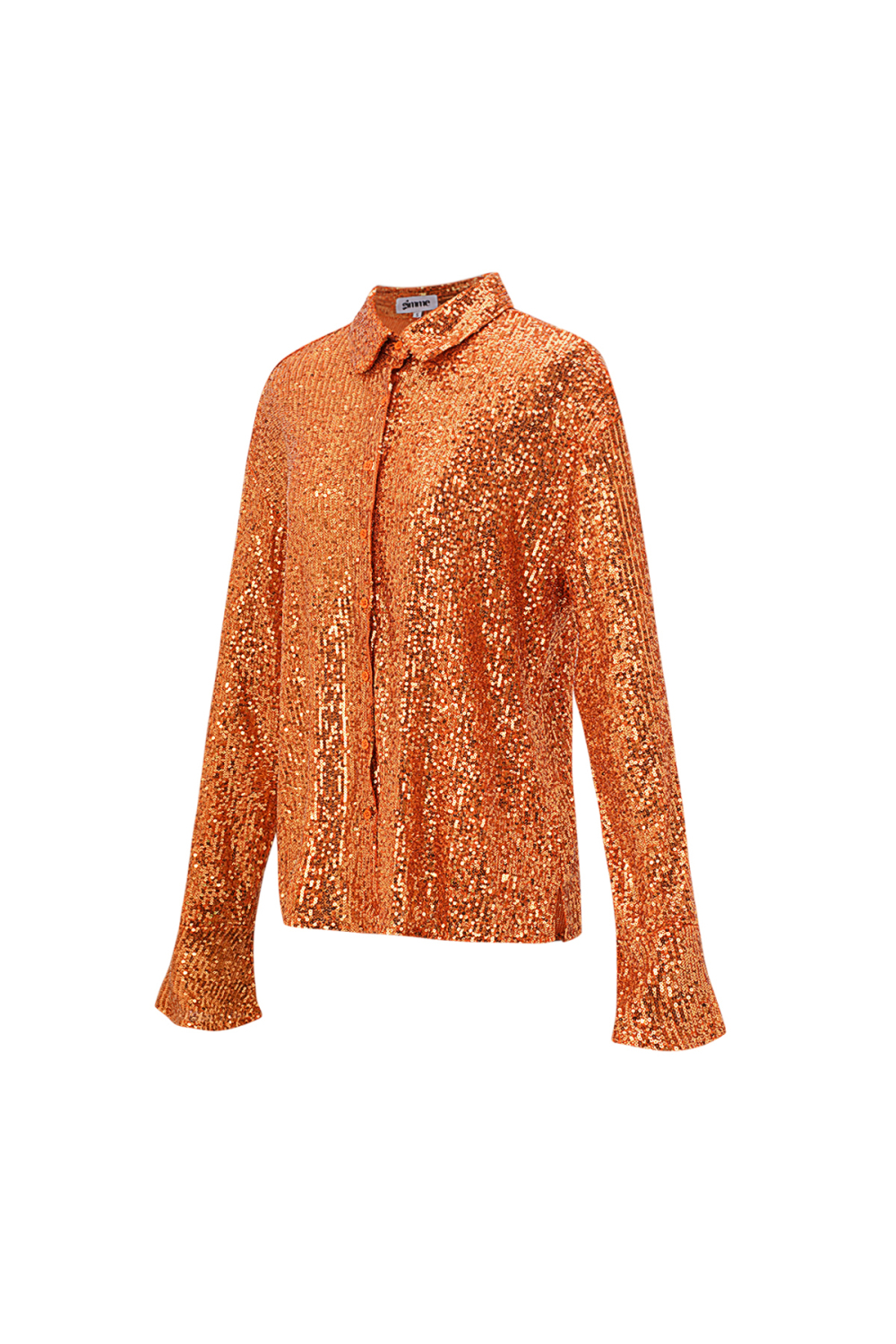 Blouse Femme En Polyester Paillettes Brillante Manches Longues Image4