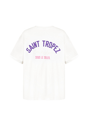 Coton T-Shirt Femme Oversized Imprimé Saint Tropez h5 Image10