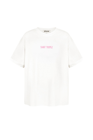 Coton T-Shirt Femme Oversized Imprimé Saint Tropez h5 
