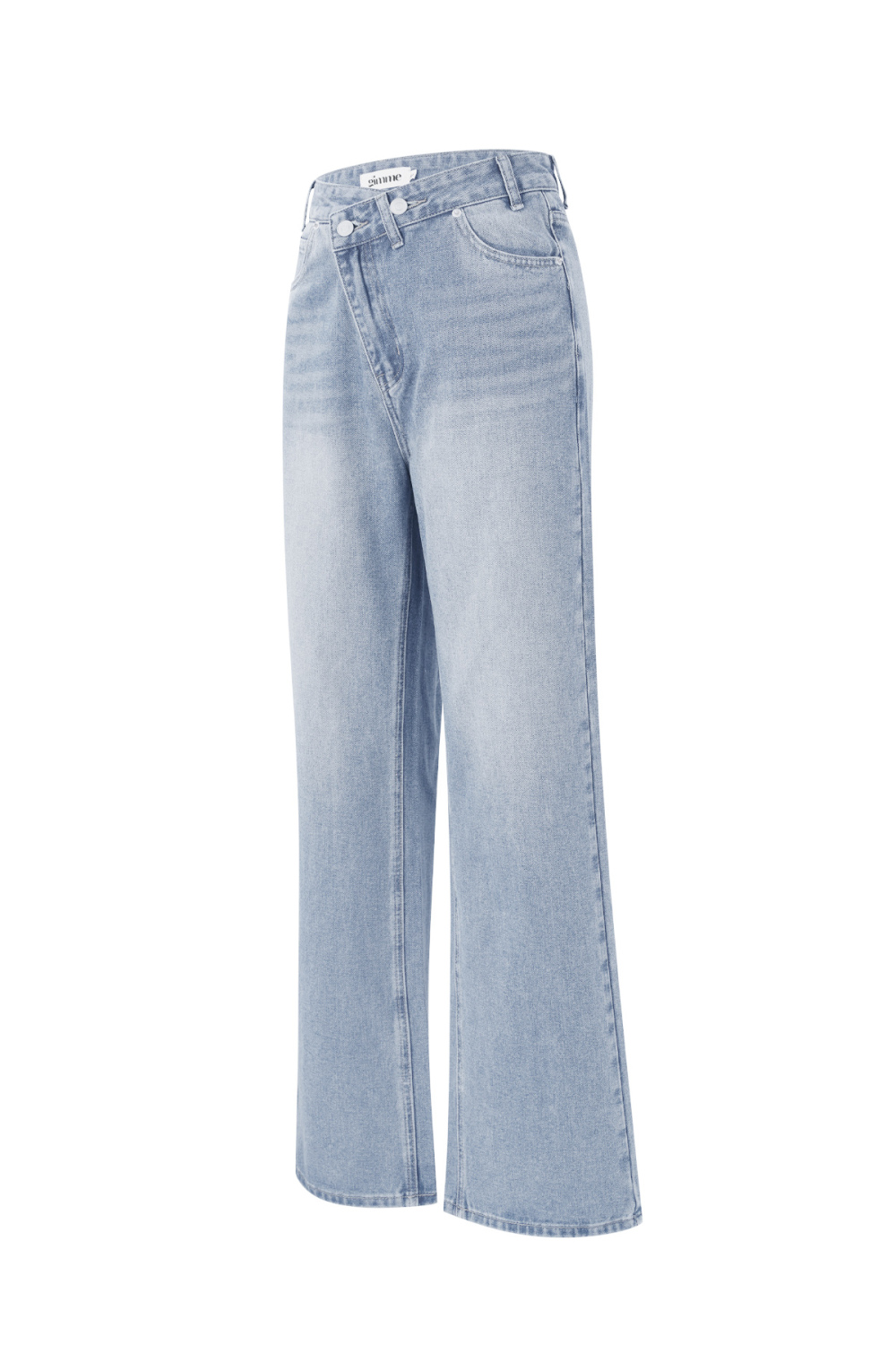 Coton Tissé Femmes Pantalon Droit Jeans Décontracté Couleur Unie Indigo Moyen h5Image6