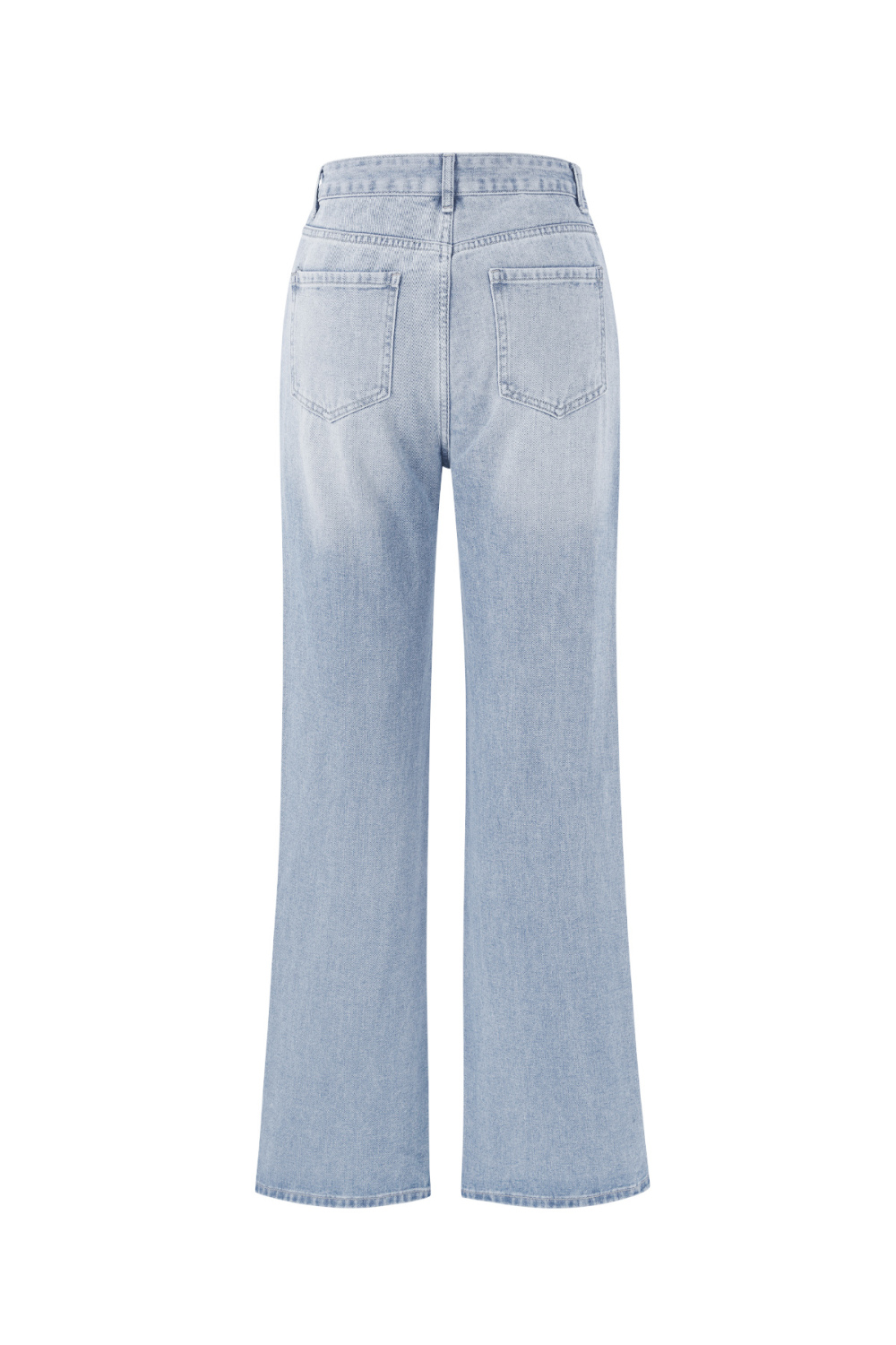 Coton Tissé Femmes Pantalon Droit Jeans Décontracté Couleur Unie Indigo Moyen h5Image12